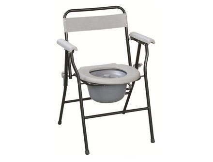 Folding Steel Commode Chair With Plastic Armrests&Backrest